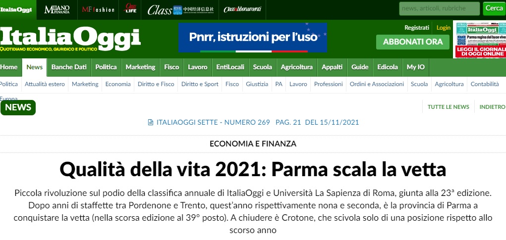 italiaoggi - gelarda palermo qualità della vita