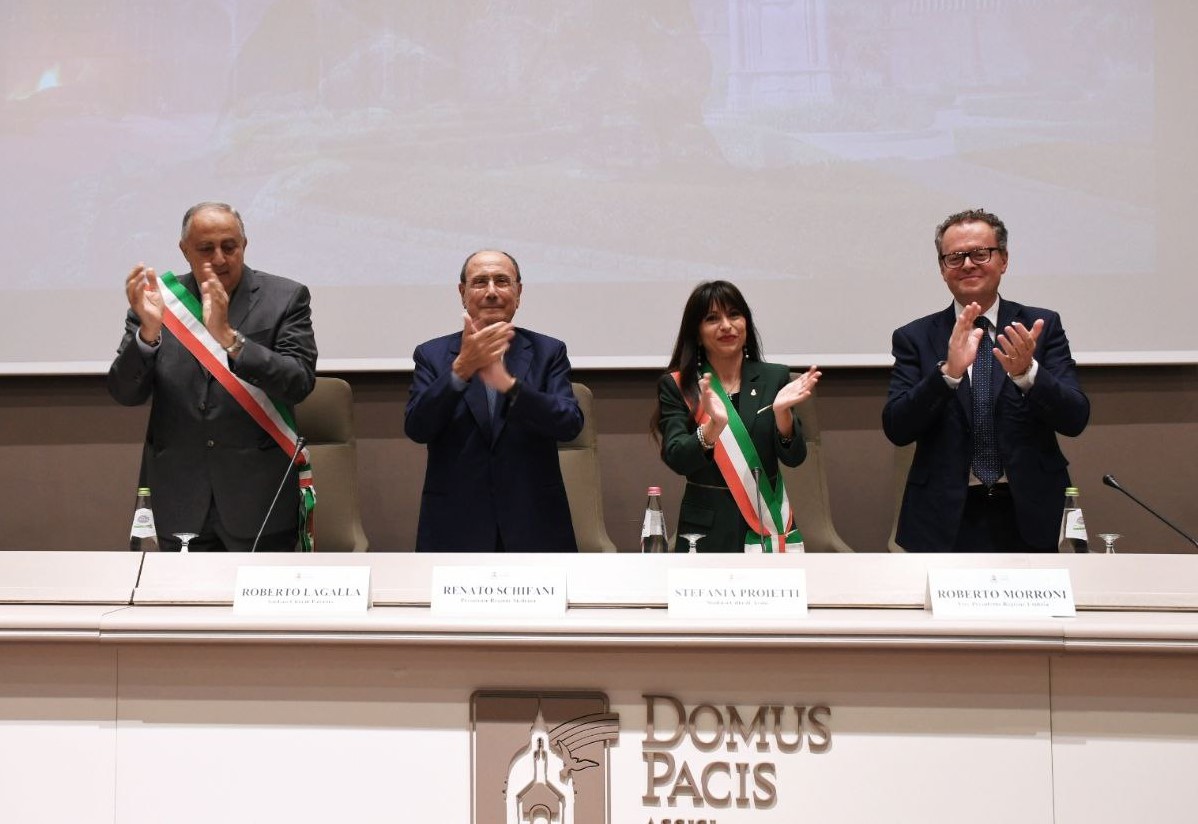 Alla Domus Pacis da sx. Lagalla, Schifani, Proietti, Morrone